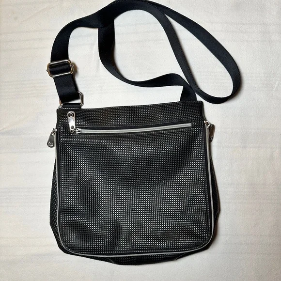 Black Urban Oxide Crossbody Bag with Silver Accents - Picture 1 of 4